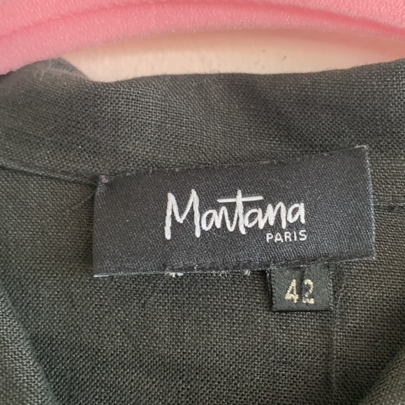 Montana Paris Black Safari Linen Button Down Shirt - size 42 (US 8-10) - Picture 3 of 6